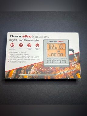 ThermoPro TP-16S Silver Digital Meat Thermometer w/ LCD Screen, Alarm & More!
